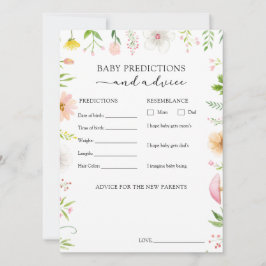ワイルドフラワーベビーアドバイスと予測カード 招待状