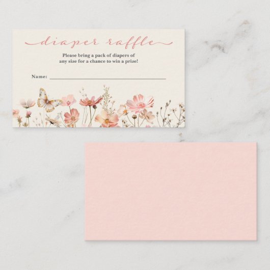 ワイルドフラワーベビーイン開花おむつラッフルベビーシャワー エンクロージャーカード (正面/裏面)