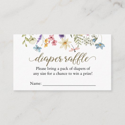 ワイルドフラワーベビーイン開花おむつラッフルベビーシャワー エンクロージャーカード (正面)