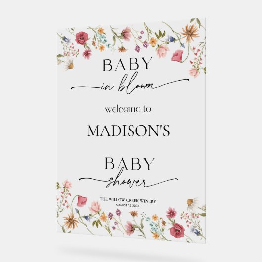 ワイルドフラワーベビーイン開花ウェルカムアクリルサイン アクリルサイン (傾斜)