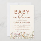 ワイルドフラワーベビーイン開花カップルシャワーテラコッタ 招待状 (正面)
