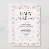 ワイルドフラワーベビーイン開花ガールオールインワンシャワー 招待状 (正面)