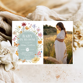 ワイルドフラワーベビーイン開花ガールシャワー 招待状