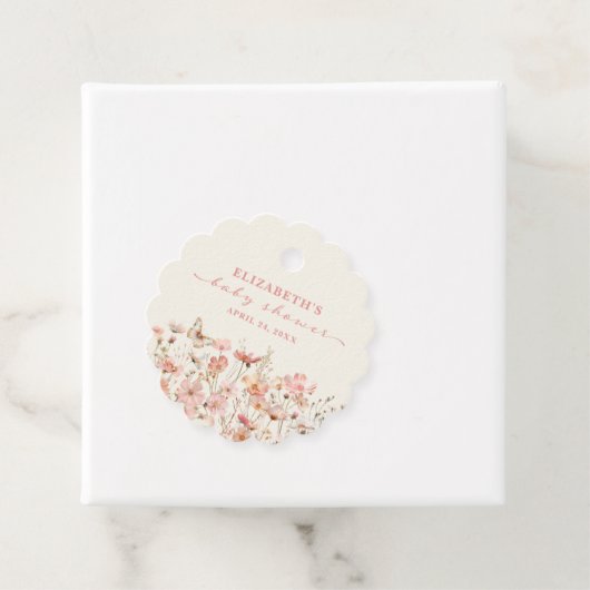 ワイルドフラワーベビーイン開花ガールベビーシャワー フェイバータグ (インサイチュ)