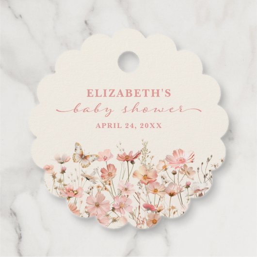ワイルドフラワーベビーイン開花ガールベビーシャワー フェイバータグ (裏面)