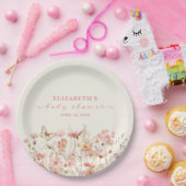 ワイルドフラワーベビーイン開花ガールベビーシャワー ペーパープレート (パーティー)