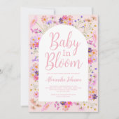 ワイルドフラワーベビーイン開花ガールベビーシャワー 招待状 (正面)