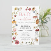 ワイルドフラワーベビーイン開花ガールベビーシャワー 招待状 (スタンド正面)