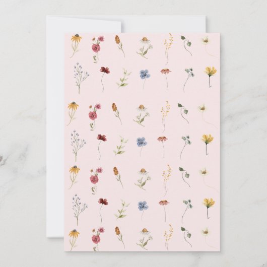 ワイルドフラワーベビーイン開花ガールベビーシャワー 招待状 (裏面)