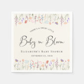ワイルドフラワーベビーイン開花クリームベビーシャワー スタンダードカクテルナプキン (正面)