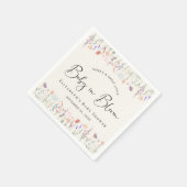 ワイルドフラワーベビーイン開花クリームベビーシャワー スタンダードカクテルナプキン (角)