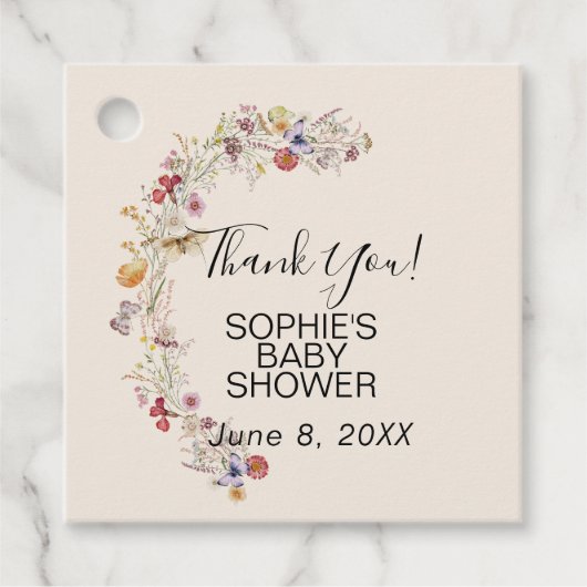 ワイルドフラワーベビーイン開花サンキューメッセージカード フェイバータグ (正面)