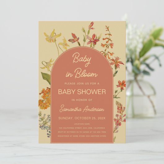 ワイルドフラワーベビーイン開花シャワーフローラアーチ 招待状 (スタンド正面)