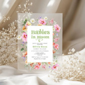 ワイルドフラワーベビーイン開花ツインガールズベビーシャワー アクリル招待状