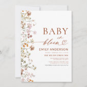 ワイルドフラワーベビーイン開花テラコッタベビーシャワー 招待状 (正面)