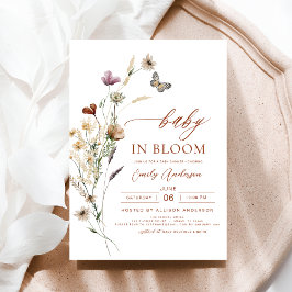 ワイルドフラワーベビーイン開花テラコッタベビーシャワー 招待状