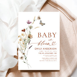ワイルドフラワーベビーイン開花テラコッタベビーシャワー 招待状