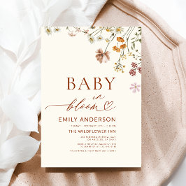 ワイルドフラワーベビーイン開花テラコッタベビーシャワー 招待状