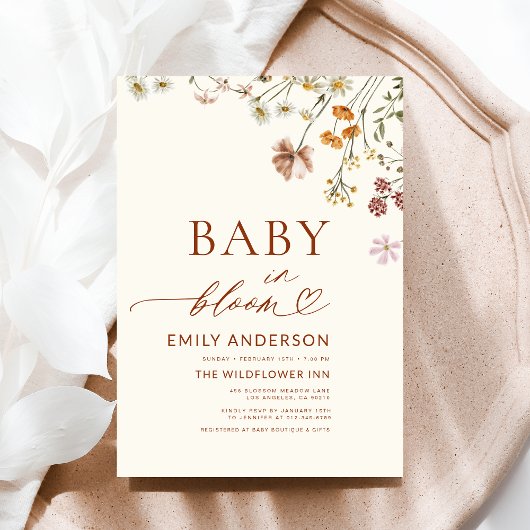 ワイルドフラワーベビーイン開花テラコッタベビーシャワー 招待状