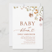 ワイルドフラワーベビーイン開花テラコッタベビーシャワー 招待状 (正面)