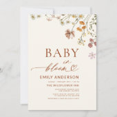 ワイルドフラワーベビーイン開花テラコッタベビーシャワー 招待状 (正面)