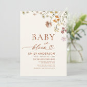 ワイルドフラワーベビーイン開花テラコッタベビーシャワー 招待状 (スタンド正面)