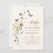 ワイルドフラワーベビーイン開花テラコッタベビーシャワー 招待状 (正面)