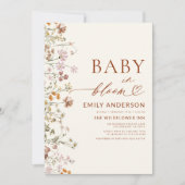 ワイルドフラワーベビーイン開花テラコッタベビーシャワー 招待状 (正面)