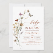 ワイルドフラワーベビーイン開花テラコッタベビーシャワー 招待状 (正面)