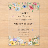 ワイルドフラワーベビーイン開花フローラガーデンベイビーシャワー アクリル招待状 (正面)