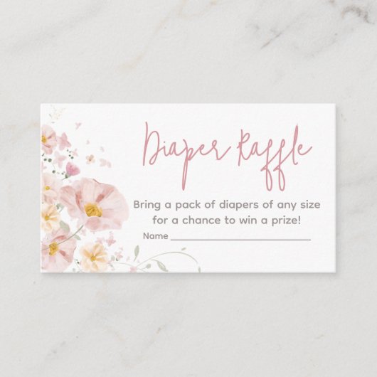 ワイルドフラワーベビーイン開花ベビーシャワーおむつラッフル エンクロージャーカード (正面)