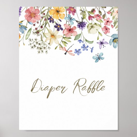 ワイルドフラワーベビーイン開花ベビーシャワーおむつラッフル ポスター (正面)