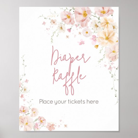 ワイルドフラワーベビーイン開花ベビーシャワーおむつラッフル ポスター (正面)