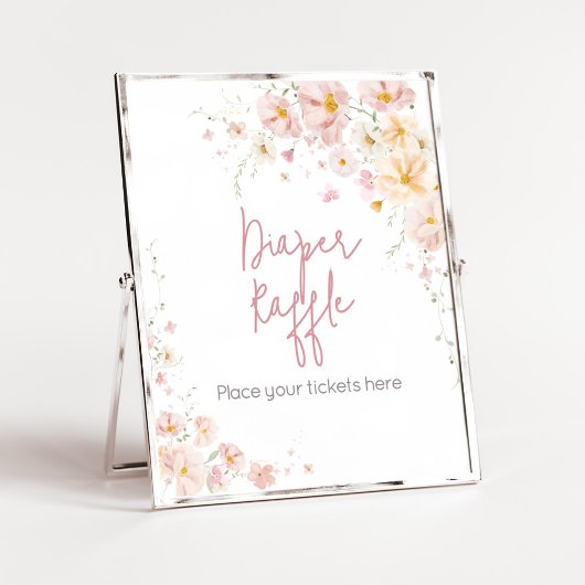 ワイルドフラワーベビーイン開花ベビーシャワーおむつラッフル ポスター