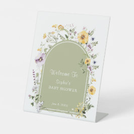 ワイルドフラワーベビーイン開花ベビーシャワーウェルカム 台座サイン