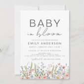 ワイルドフラワーベビーイン開花ベビーシャワーカラフル 招待状 (正面)