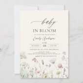 ワイルドフラワーベビーイン開花ベビーシャワーガーデン 招待状 (正面)