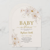 ワイルドフラワーベビーイン開花ベビーシャワーガール 招待状 (正面/裏面)