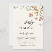 ワイルドフラワーベビーイン開花ベビーシャワーテラコッタイン 招待状 (正面)