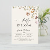 ワイルドフラワーベビーイン開花ベビーシャワーテラコッタイン 招待状 (スタンド正面)