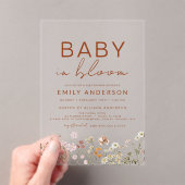 ワイルドフラワーベビーイン開花ベビーシャワーテラコッタ アクリル招待状 (インサイチュ (ポータブル))