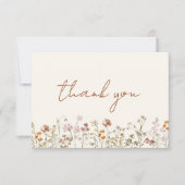 ワイルドフラワーベビーイン開花ベビーシャワーテラコッタ サンキューカード (正面)