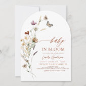 ワイルドフラワーベビーイン開花ベビーシャワーテラコッタ 招待状 (正面)