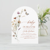 ワイルドフラワーベビーイン開花ベビーシャワーテラコッタ 招待状 (スタンド正面)