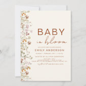 ワイルドフラワーベビーイン開花ベビーシャワーテラコッタ 招待状 (正面)