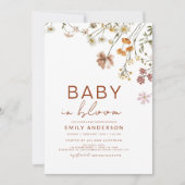 ワイルドフラワーベビーイン開花ベビーシャワーテラコッタ 招待状 (正面)