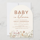 ワイルドフラワーベビーイン開花ベビーシャワーテラコッタ 招待状 (正面)