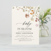 ワイルドフラワーベビーイン開花ベビーシャワーテラコッタ 招待状 (スタンド正面)