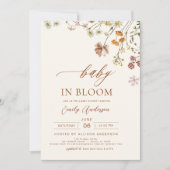 ワイルドフラワーベビーイン開花ベビーシャワーテラコッタ 招待状 (正面)