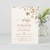 ワイルドフラワーベビーイン開花ベビーシャワーテラコッタ 招待状 (スタンド正面)